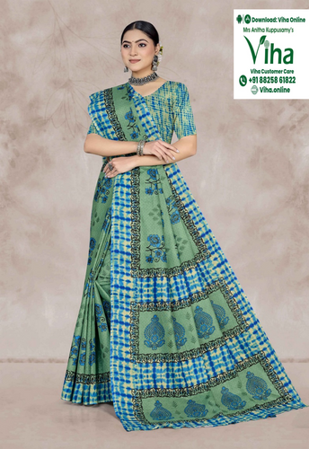 100% Pure Cotton Saree With Blouse