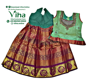 Readymade Pavadai Set With Sleeves / Lehenga Set - 3 to 4 years