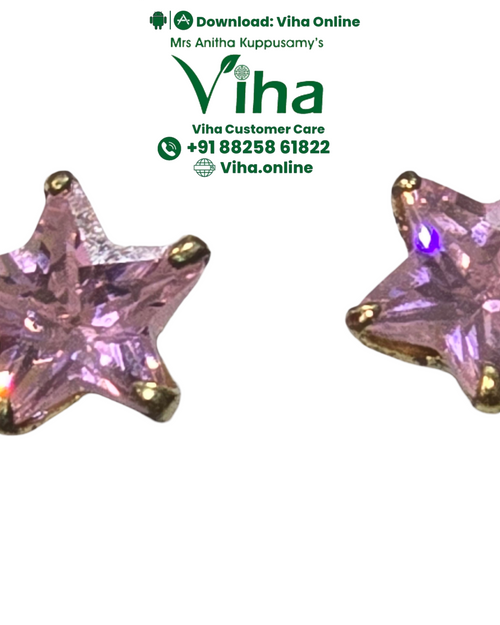 Pink Sapphire Stud, faceted five-pointed star earrings