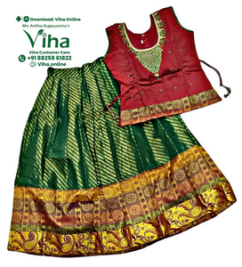 Readymade Pavadai Set With Sleeves / Lehenga Set  8 - 9 years