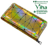 3D Glitter Hand Purse, rectangular wallet with geometric triangle pattern overlay