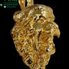 Lion Pendant Brass with Shatkona Yantra, a gold-toned, highly textured animal head pendant with a loop on top