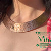 Metal Necklace with curved collar and hammered texture
