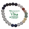 Mixed Stone Bracelet, round beads in black, white, red, green and blue arranged in a circle