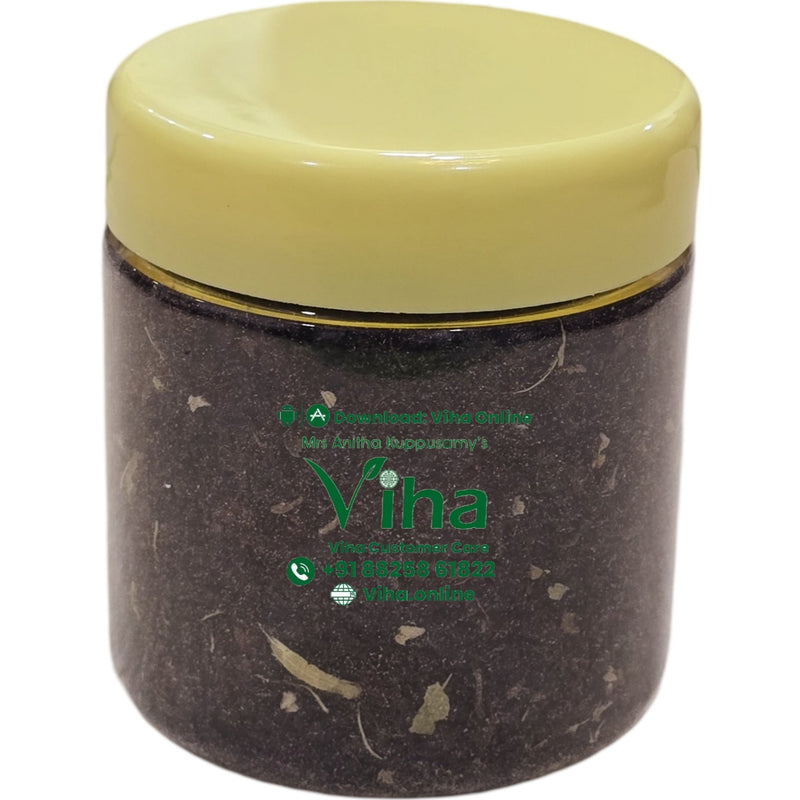 Cardamom Tea in a clear plastic jar with a yellow lid