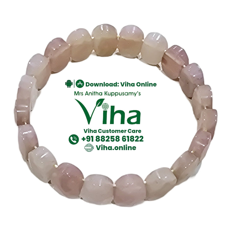 Peach Sunstone Bracelet, faceted beads strung on elastic cord