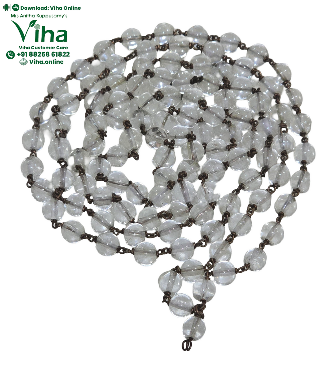 Real Sphatik Mala Copper Wired 108+1 Beads