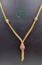 Impon Box Chain with Stone Pendant