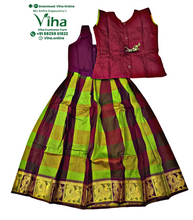 Readymade Pavadai Set With Sleeves / Lehenga Set - 7 to 8 Years