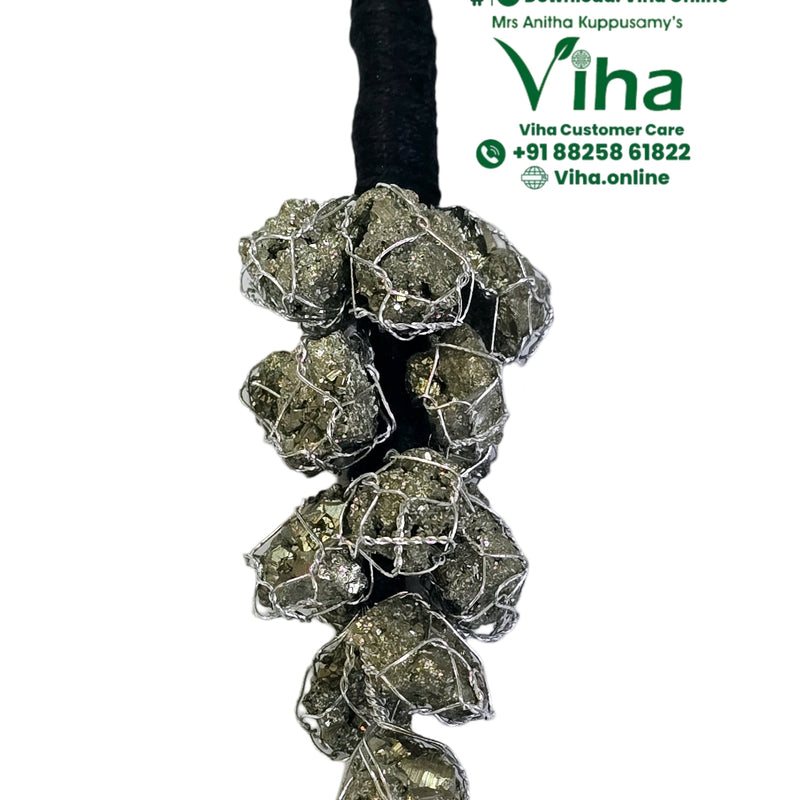 Pyrite Hanger For Prosperity, cluster ornament with raw mineral chunks