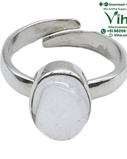 Sphatik Silver Ring with open-ended band