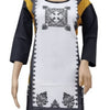 American Crepe Kurti Size - XL, a white, black, and mustard-yellow three-quarter sleeve tunic featuring black printed geometric and floral patterns