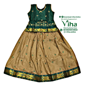 Readymade Pavadai Set With Sleeves / Lehenga Set - 7 to 8 Years