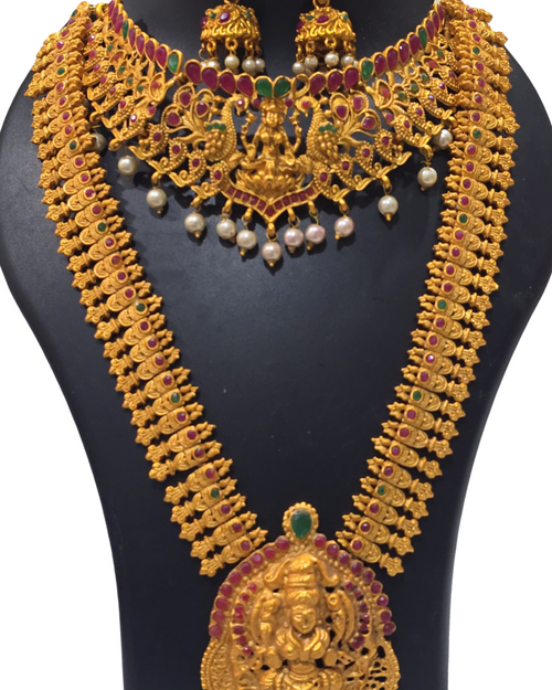 Haram & Necklace Set with embossed deity figures