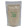 Banana Fruit Powder, a tall transparent plastic pouch filled with beige-colored powder