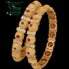 Designer Fancy Bangles, textured round beads set with red stones