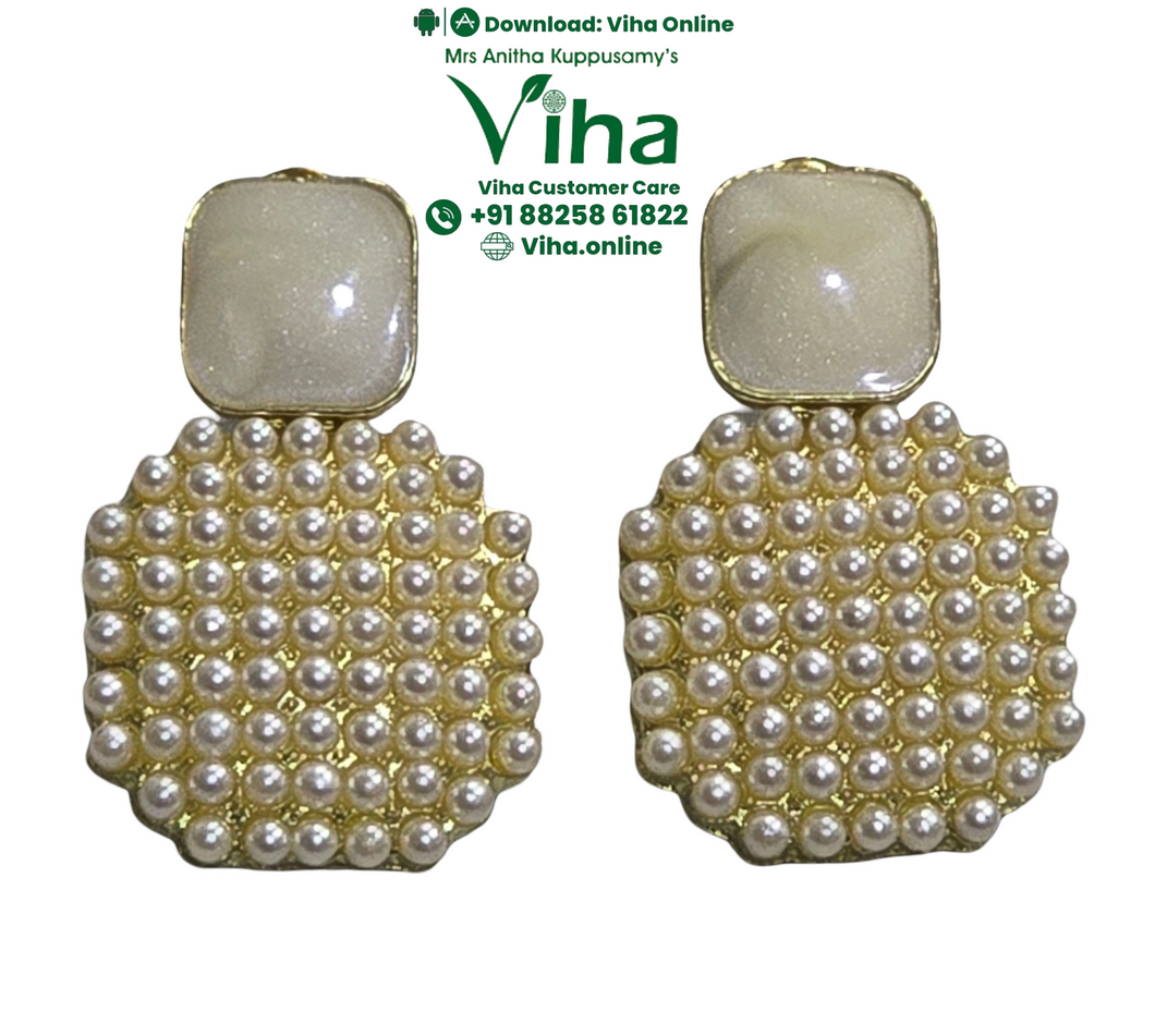 Fashion Studs with White Beads