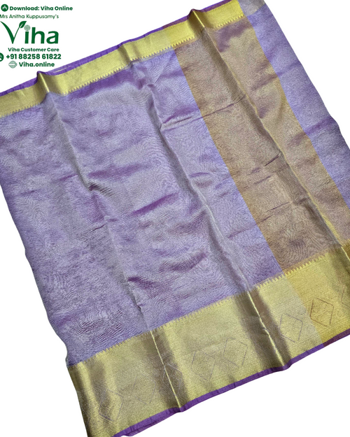 Tissue Saree with Blouse, sheer textured weave and geometric pattern