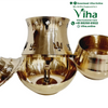 Kapoor Lamp, shiny gold-toned metallic vessel set with a pierced lid, a base bowl featuring a central pillar, and a separate small bowl