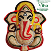 Vettiver Vinayagar, Ganesha face woven from vettiver root with painted red and black outlines and large ears