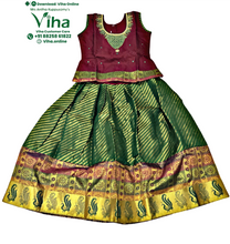 Readymade Pavadai Set With Sleeves / Lehenga Set - 6 to 7 Yrs