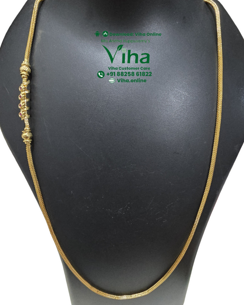 Impon Mugappu Chain with a textured mesh design and decorative section