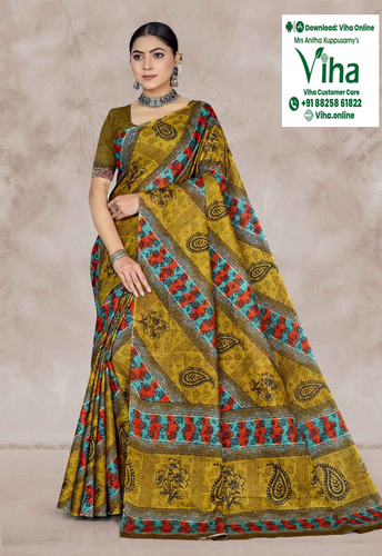 100% Pure Cotton Saree With Blouse