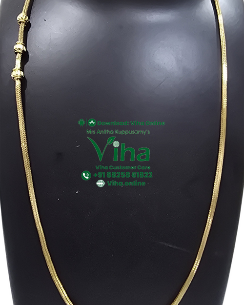Impon Mugappu Chain with textured links and three decorative beads