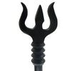 Ebony Wood Trishool / Karungali Wood Trisool, a smooth matte black three-pronged head with four ridged collar rings on a shaft