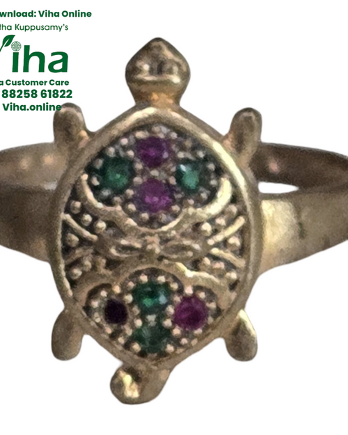 Impon Tortoise Ring, turtle shell motif with multicoloured stones
