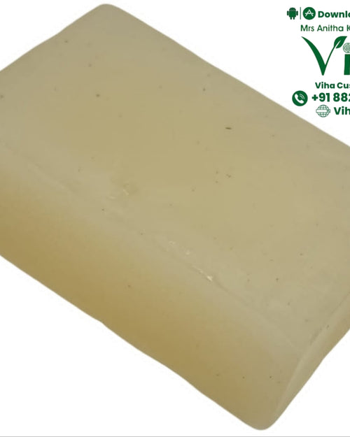 Viha's Menthol Soap - Handmade, a pale beige rectangular block with smooth surfaces and rounded corners