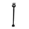 Ebony Wood Trishool / Karungali Wood Trisool, a smooth matte black three-pronged staff with carved ridges on a stepped round base