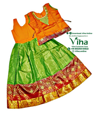 Readymade Pavadai Set With Sleeves / Lehenga Set - 7 to 8 Years