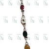 Navratna Bracelet Silver / Navaratna Silver Bracelet, a silver-toned link chain set with nine multi-coloured oval stones of varying hues
