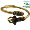 Namashivay Metal Bracelet, open cuff with ornate textured end caps