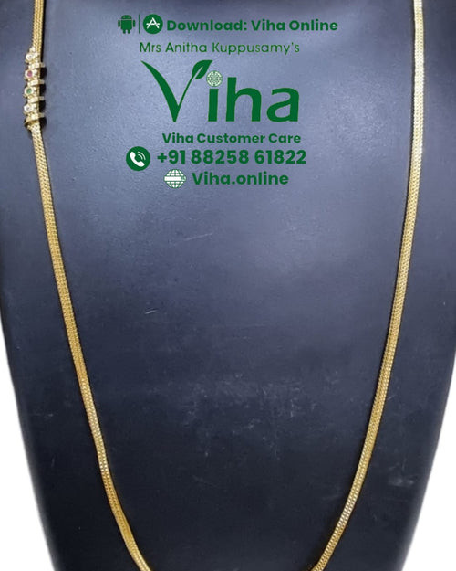 Impon Mugappu Chain with multicolored stones
