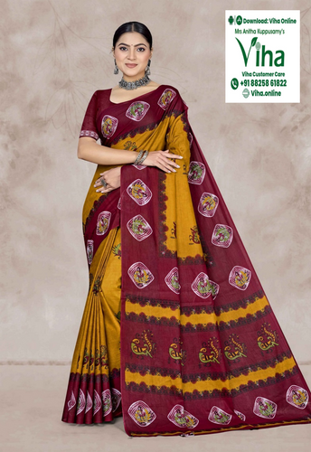 100% Pure Cotton Saree With Blouse