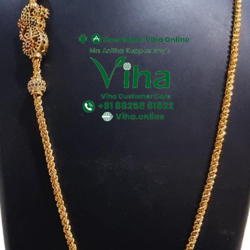 2 Side Mugappu Impon Chain with twisted link chain and ornate side pendant