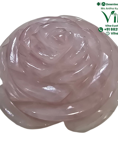 Rose Quartz Flower with carved petal layers