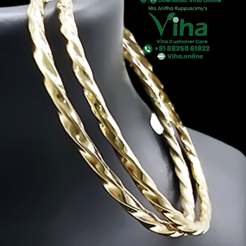 Impon Bangle with twisted rope design and ridged surface