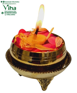 Jaladeepam Lamp | Mini Urli With Designer Stand Plate