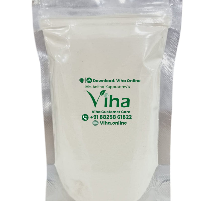 Cucumber Powder, a rectangular white stand-up pouch with a clear front window and silver-toned sides holds fine white powder, featuring green text markings