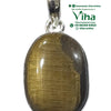 Tiger Eye Stone 925 Silver Pendant, a shiny silver-toned pendant featuring a brown and tan oval stone