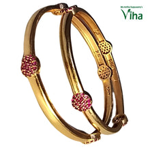 Premium Quality Impon Bangle with Pink Stones