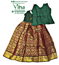 Readymade Pavadai Set With Sleeves / Lehenga Set - 7 to 8 Years