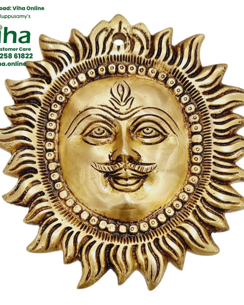 Sun Face - Brass plaque with an engraved human face and rays
