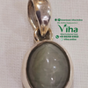 Catseye Pendant Silver, a silver-toned pendant featuring a smooth, oval-shaped grey stone set in a simple metal bezel with a matching bail
