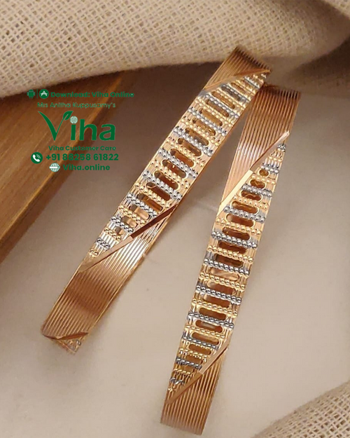 Designer Bangle, textured diagonal lines and tapered ends