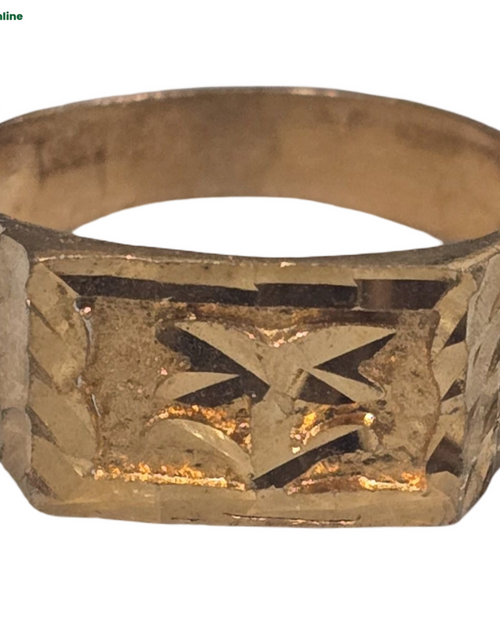 Impon Ring, band with a rectangular face and an engraved butterfly motif