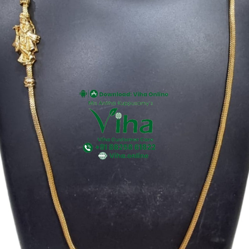 Impon Chain with Krishna Mugappu, long woven chain and figural pendant